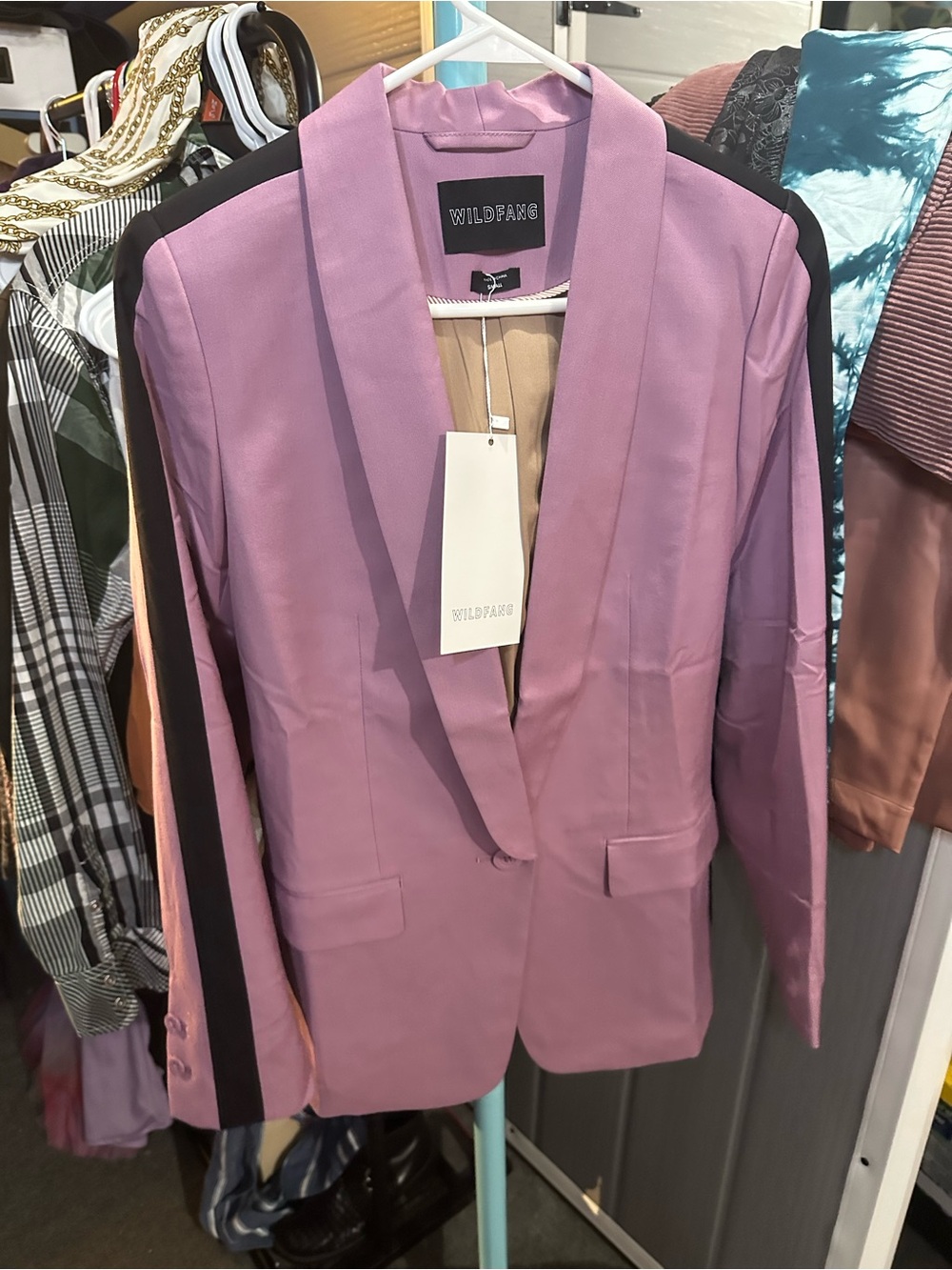 Wildfang Lavender Pink Blazer with Black Trim